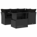 Set de muebles de jardín 5 pzas y cojines ratán sintético negro