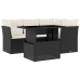 Set de muebles de jardín 5 pzas y cojines ratán sintético negro