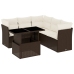Set sofás de jardín 6 piezas y cojines ratán sintético marrón