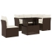 Set sofás de jardín 6 piezas y cojines ratán sintético marrón