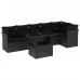 Set de sofás de jardín 7 pzas con cojines ratán sintético negro