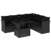Set de sofás de jardín 7 pzas con cojines ratán sintético negro