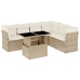 Set sofás de jardín 7 piezas y cojines ratán sintético beige