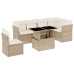 Set sofás de jardín 7 piezas y cojines ratán sintético beige