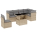 Set sofás de jardín 7 piezas y cojines ratán sintético beige