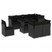 Set de sofás de jardín 8 piezas y cojines ratán sintético negro