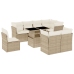 Set de sofás de jardín 9 pzas con cojines ratán sintético beige
