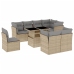 Set de sofás de jardín 9 pzas con cojines ratán sintético beige