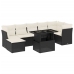 Set de sofás de jardín 8 piezas y cojines ratán sintético negro