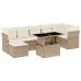 Set de sofás de jardín y cojines 8 piezas ratán sintético beige