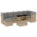 Set de sofás de jardín y cojines 8 piezas ratán sintético beige