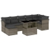 Set de sofás de jardín y cojines 8 piezas ratán sintético gris