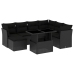 Set de sofás de jardín 8 piezas y cojines ratán sintético negro