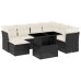 Set de sofás de jardín 8 piezas y cojines ratán sintético negro