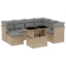 Set de sofás de jardín y cojines 8 piezas ratán sintético beige