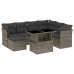 Set de sofás de jardín y cojines 8 piezas ratán sintético gris