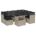 Set de sofás de jardín 8 pzas y cojines ratán sintético gris