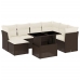 Set sofás de jardín 8 piezas y cojines ratán sintético marrón