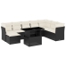 Set de sofás de jardín 8 piezas y cojines ratán sintético negro