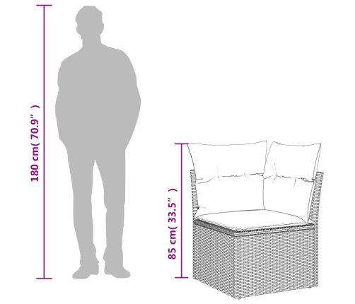Set de muebles de jardín 9 pzas y cojines ratán sintético gris