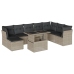 Set muebles jardín 9 pzas y cojines ratán sintético gris claro