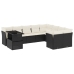 Set de sofás de jardín 10 pzas cojines ratán sintético negro
