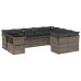 Set de sofás de jardín 10 pzas con cojines ratán sintético gris