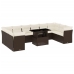 Set de sofás de jardín 11 pzas cojines ratán sintético marrón