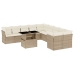 Set de sofás de jardín 11pzas con cojines ratán sintético beige