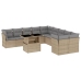 Set de sofás de jardín 11pzas con cojines ratán sintético beige