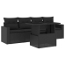Set de muebles de jardín 5 pzas y cojines ratán sintético negro
