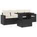 Set de muebles de jardín 5 pzas y cojines ratán sintético negro