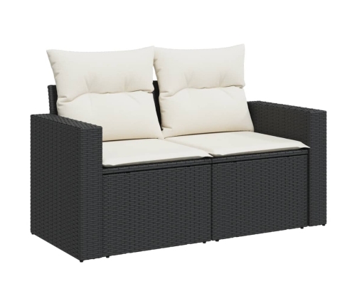 Set de muebles de jardín 5 pzas y cojines ratán sintético negro