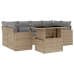 Set sofás de jardín 7 piezas y cojines ratán sintético beige
