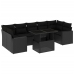 Set de sofás de jardín 8 piezas y cojines ratán sintético negro