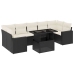 Set de sofás de jardín 8 piezas y cojines ratán sintético negro