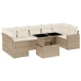 Set de sofás de jardín y cojines 8 piezas ratán sintético beige