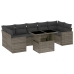 Set de sofás de jardín y cojines 8 piezas ratán sintético gris
