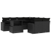 Set de sofás de jardín 8 piezas y cojines ratán sintético negro