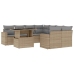 Set de sofás de jardín 9 pzas con cojines ratán sintético beige