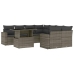 Set de muebles de jardín 9 pzas y cojines ratán sintético gris