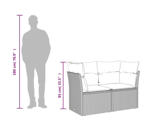 Set de muebles de jardín 9 pzas y cojines ratán sintético gris