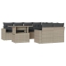 Set muebles jardín 9 pzas y cojines ratán sintético gris claro