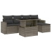 Set de muebles de jardín 6 pzas y cojines ratán sintético gris