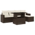 Set sofás de jardín 6 piezas y cojines ratán sintético marrón