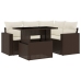Set comedor de jardín 5 piezas y cojines ratán sintético marrón