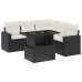 Set de sofás de jardín 6 piezas y cojines ratán sintético negro