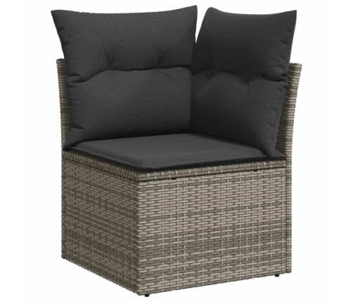 Set de muebles de jardín 6 pzas y cojines ratán sintético gris