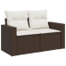 Set sofás de jardín 6 piezas y cojines ratán sintético marrón