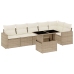 Set sofás de jardín 7 piezas y cojines ratán sintético beige
